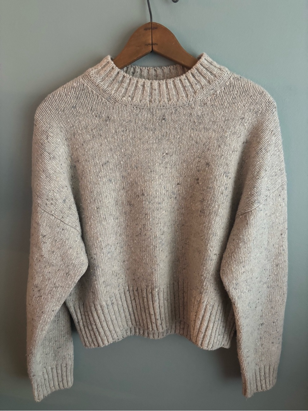 Vince Donegal Tweed Mock Neck Chunky Knit Sweater Merino Wool Alpaca Blend XS